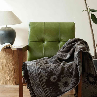 Ownkoti Vintage Sunflower Pure Cotton Tassel Blanket