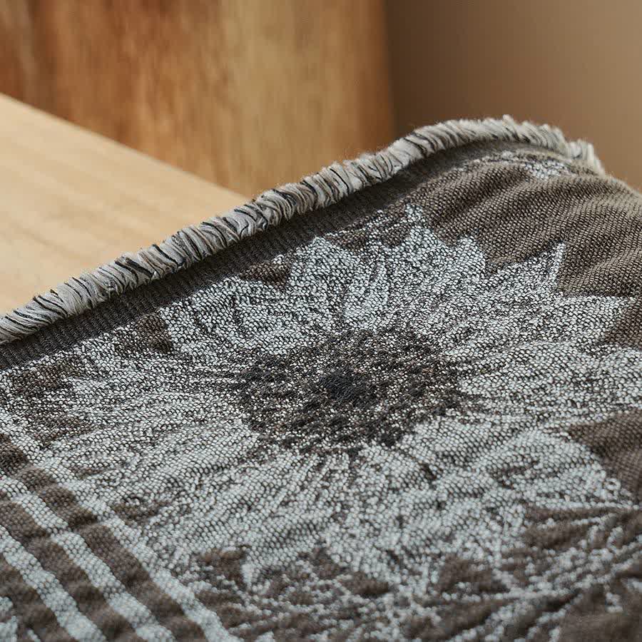 Ownkoti Vintage Sunflower Pure Cotton Tassel Blanket