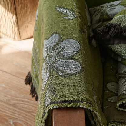 Ownkoti Elegant Floral Pure Cotton Tassel Blanket