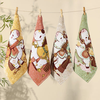 Serviette carrée en gaze de coton Ownkoti avec motif de cheval à dessin animé