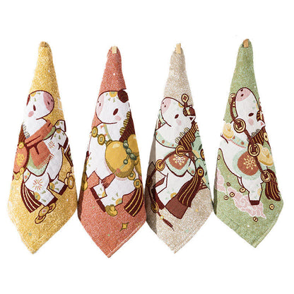 Serviette carrée en gaze de coton Ownkoti avec motif de cheval à dessin animé