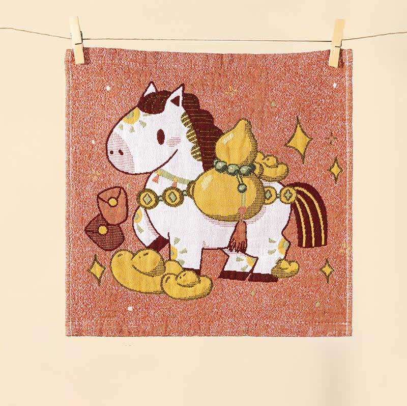 Serviette carrée en gaze de coton Ownkoti avec motif de cheval à dessin animé