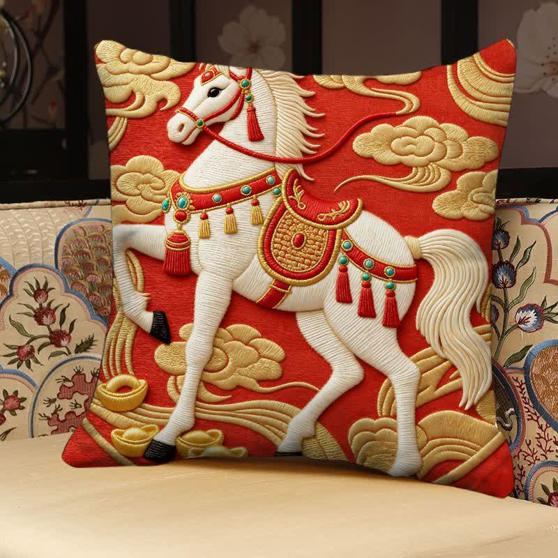 3D Effect Horse Decorative Pillow Cover