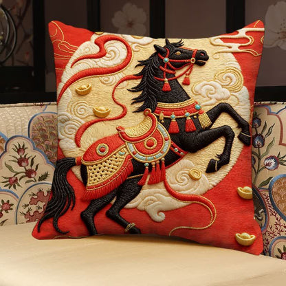 3D Effect Horse Decorative Pillow Cover