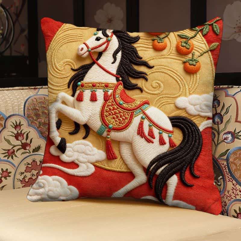 3D Effect Horse Decorative Pillow Cover
