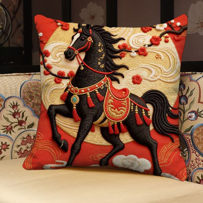 3D Effect Horse Decorative Pillow Cover