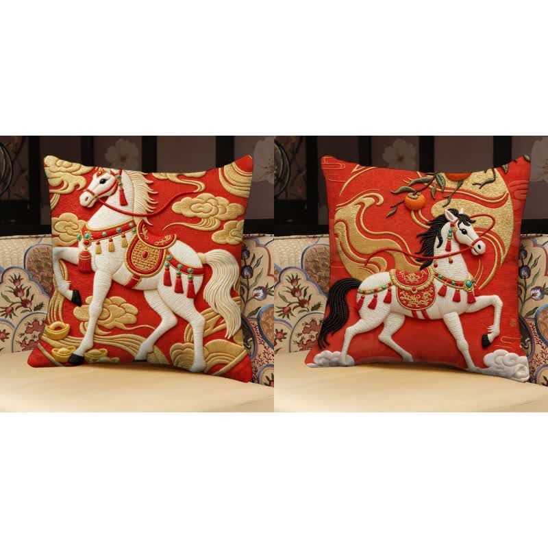3D Effect Horse Decorative Pillow Cover