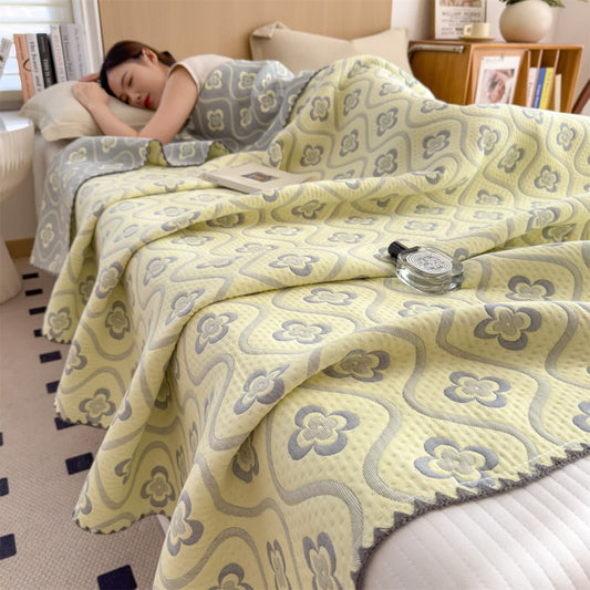 Elegant Floral Cotton 3-Layer Gauze Quilt