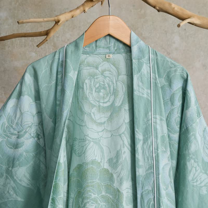 Luxurious Peony Pure Cotton Kimono Robe