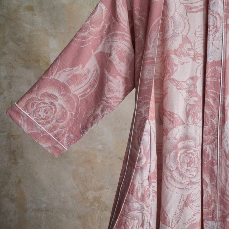 Luxurious Peony Pure Cotton Kimono Robe