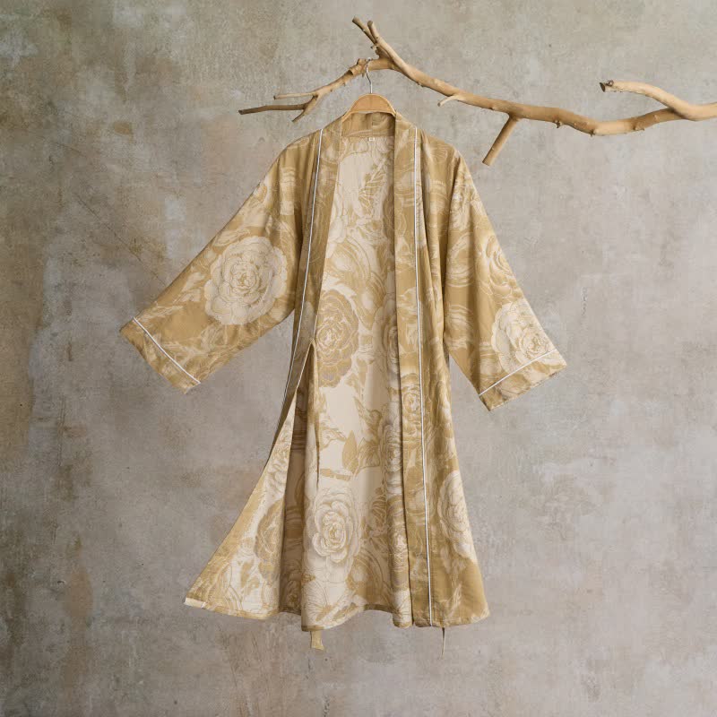 Luxurious Peony Pure Cotton Kimono Robe