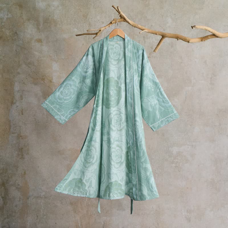 Luxurious Peony Pure Cotton Kimono Robe