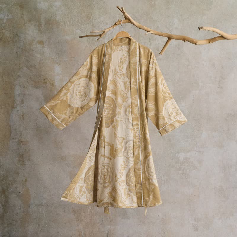Luxurious Peony Pure Cotton Kimono Robe