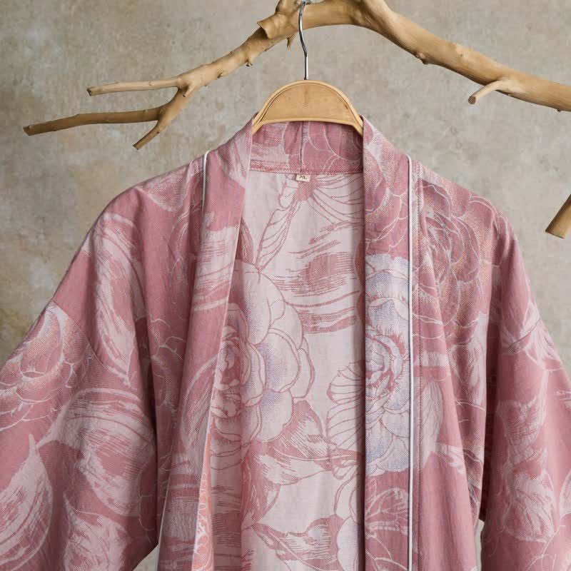Luxurious Peony Pure Cotton Kimono Robe