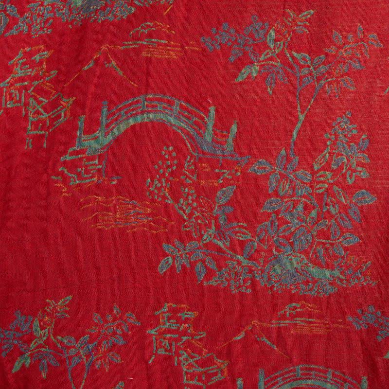 Oriental Bridge & Tree Cotton Kimono Robe