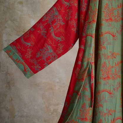 Oriental Bridge & Tree Cotton Kimono Robe