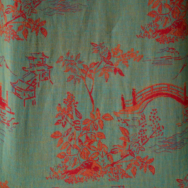 Oriental Bridge & Tree Cotton Kimono Robe