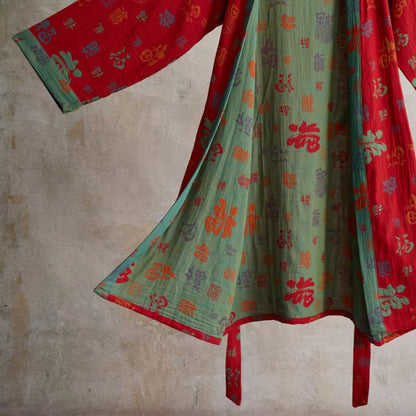 Auspicious Pattern Cotton Gauze Kimono Robe