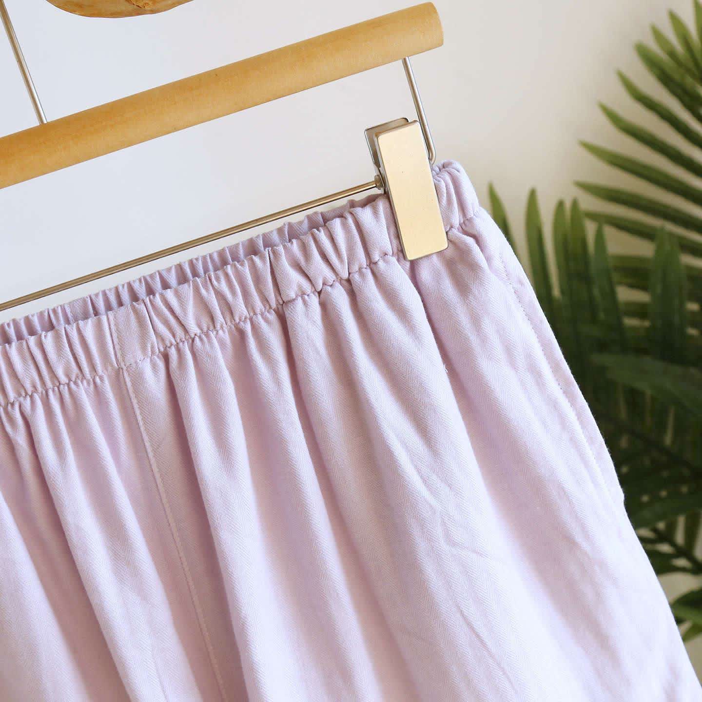 Solid Color Lace-trimmed Short Pajama Set