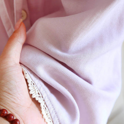 Solid Color Lace-trimmed Short Pajama Set