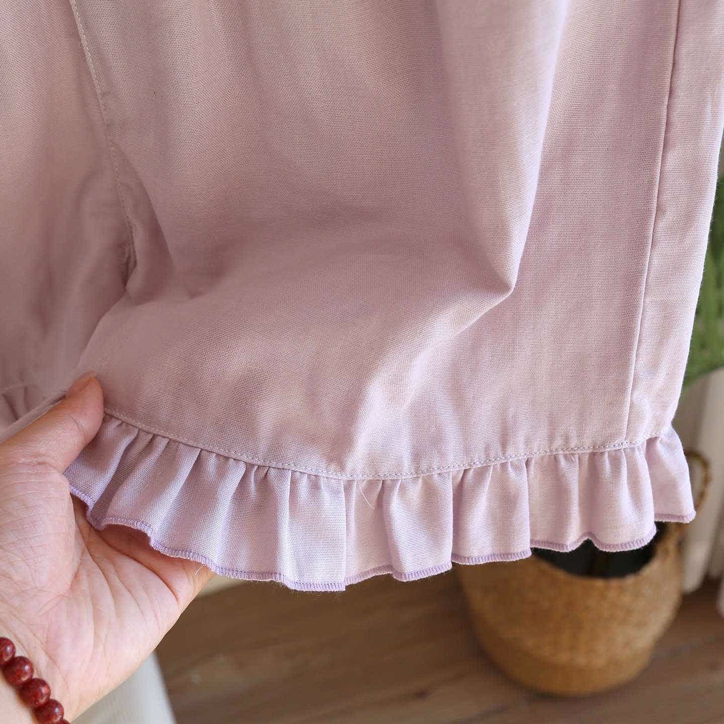 Solid Color Ruffled Tank Pajama Set