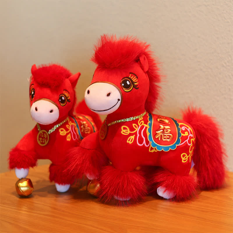 Festive Red Zodiac Stallion with Lucky "Fu" Character