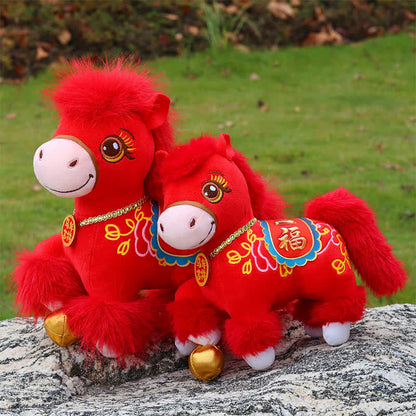 Festive Red Zodiac Stallion with Lucky "Fu" Character