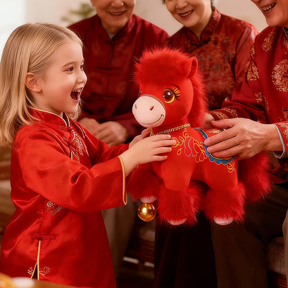 Festive Red Zodiac Stallion with Lucky "Fu" Character