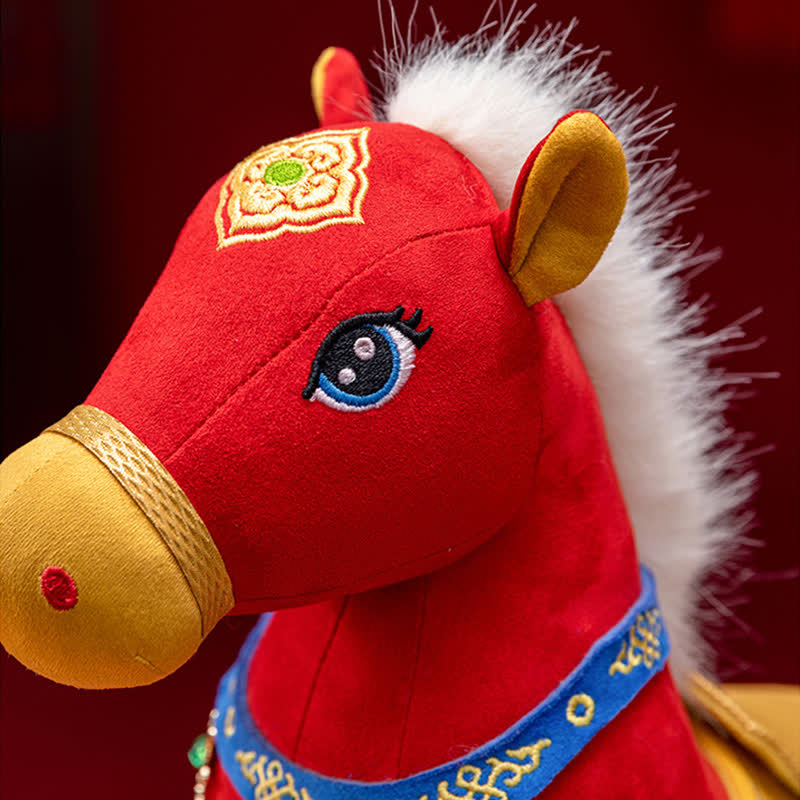 Red & Gold Majestic Horse Mascot Plush