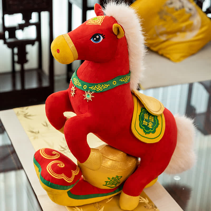 Red & Gold Majestic Horse Mascot Plush