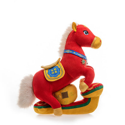 Red & Gold Majestic Horse Mascot Plush