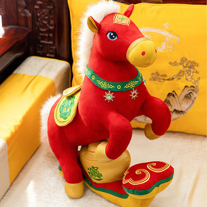 Red & Gold Majestic Horse Mascot Plush