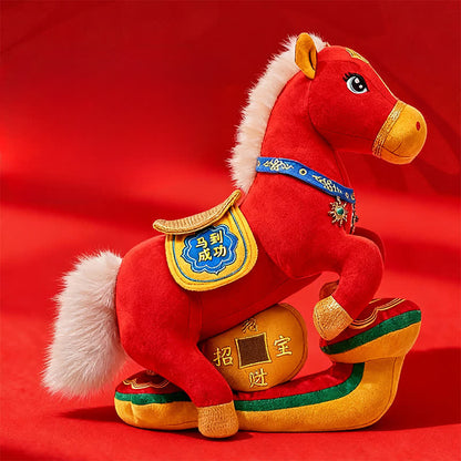 Red & Gold Majestic Horse Mascot Plush