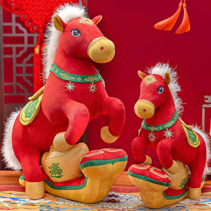 Red & Gold Majestic Horse Mascot Plush
