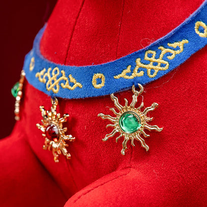 Red & Gold Majestic Horse Mascot Plush