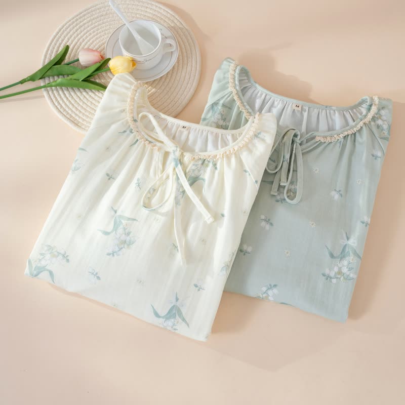 Bellflower Floral Cotton Gauze Nightgown