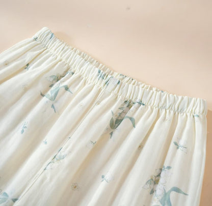 Bellflower Floral Cotton Gauze Pajama Set