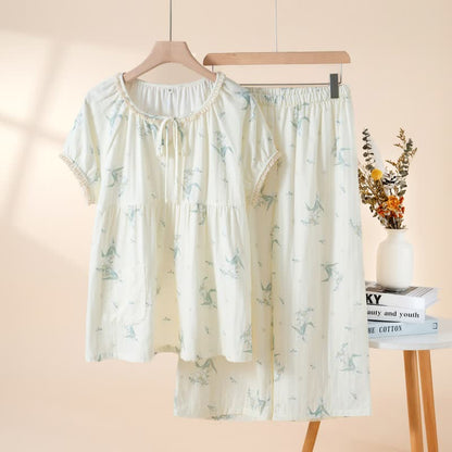 Bellflower Floral Cotton Gauze Pajama Set