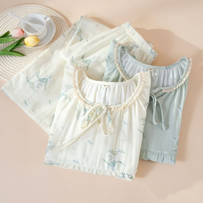 Bellflower Floral Cotton Gauze Pajama Set