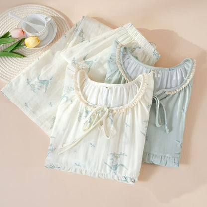Bellflower Floral Cotton Gauze Pajama Set
