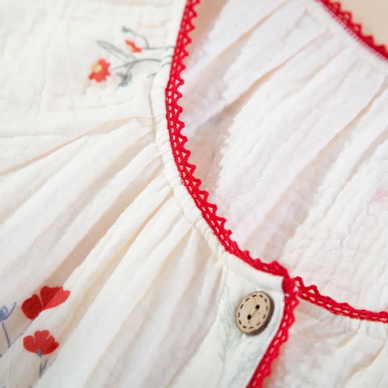 Country Floral Cotton Gauze Pajama Set