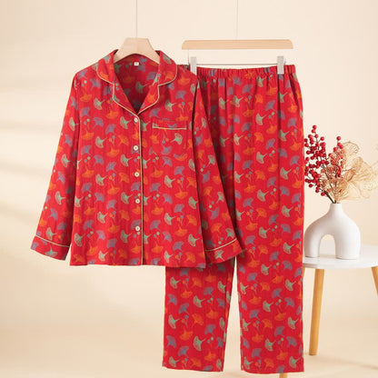 Ginkgo Leaf Cotton Gauze Pajama Set