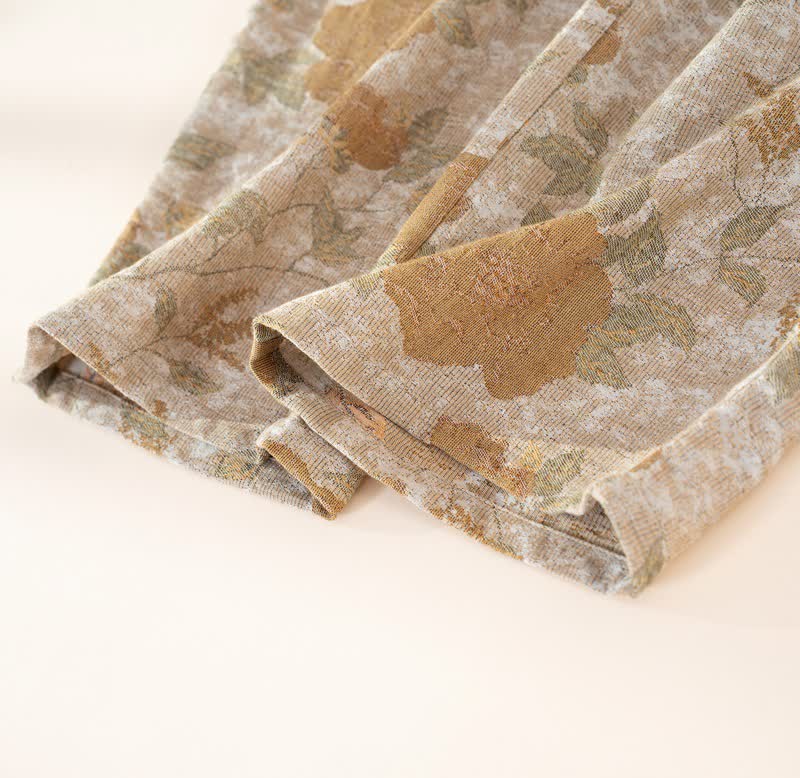 Vintage Floral Mandarin Collar Cotton Pajama Set