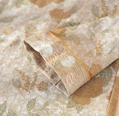 Vintage Floral Mandarin Collar Cotton Pajama Set