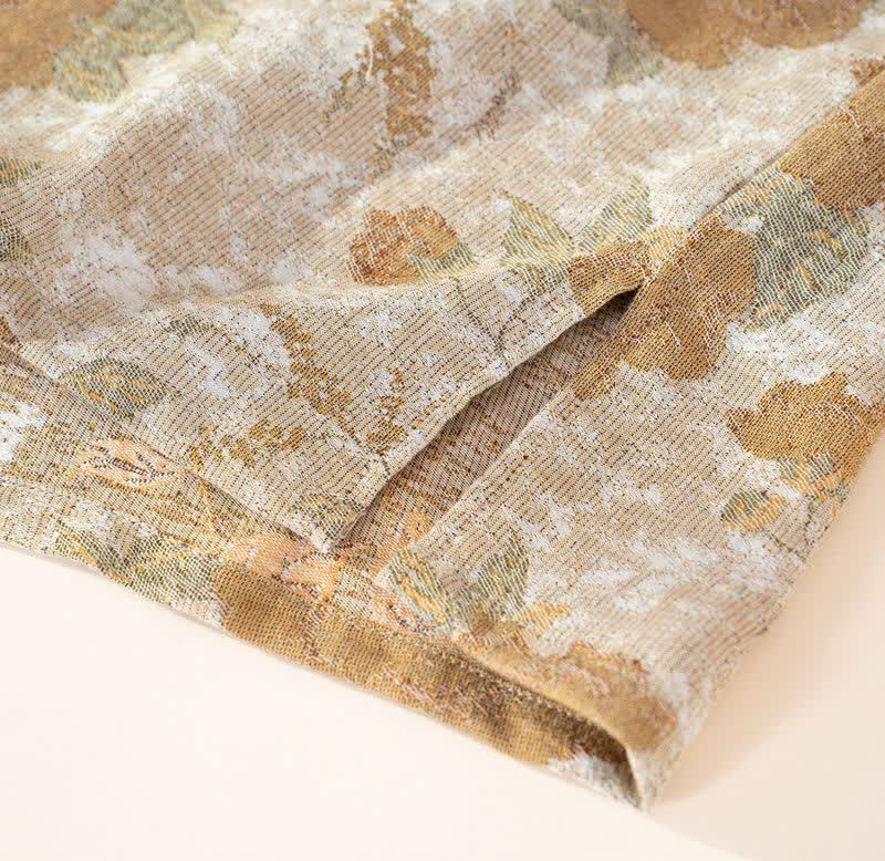 Vintage Floral Mandarin Collar Cotton Pajama Set