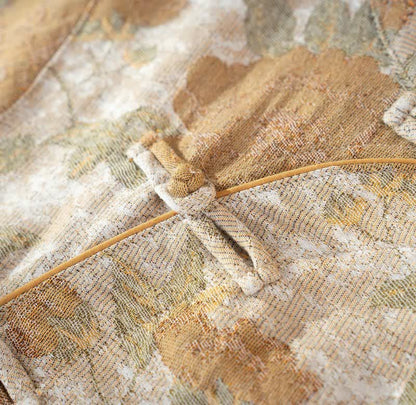 Vintage Floral Mandarin Collar Cotton Pajama Set