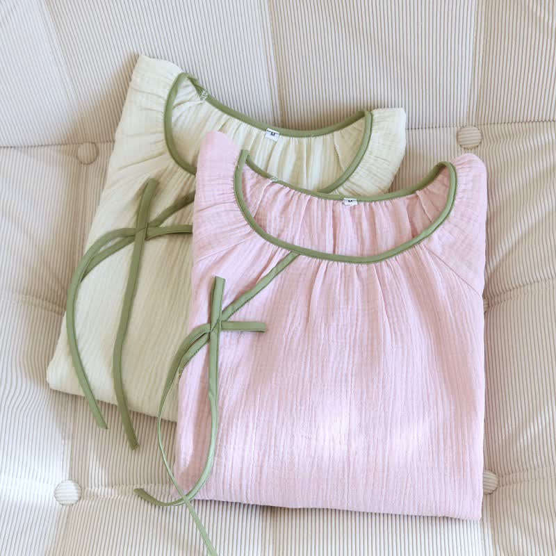 Minimalist Oriental Style Cotton Gauze Nightdress