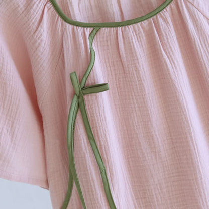 Minimalist Oriental Style Cotton Gauze Nightdress