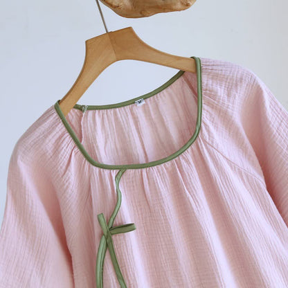 Minimalist Oriental Style Cotton Gauze Nightdress