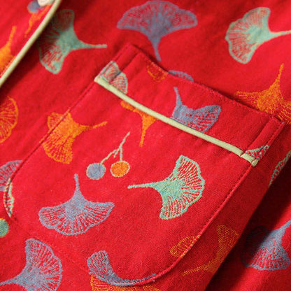 Ginkgo Leaf Cotton Gauze Pajama Set